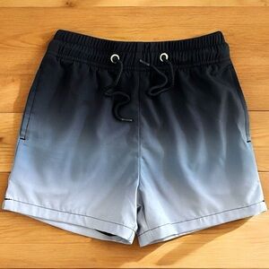 Kids Gradient Swim Trunks in Gray and Black W/ Drawstring and pockets Size 4-5